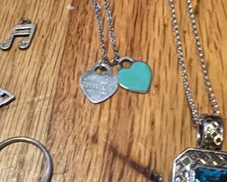 Rare Return to Tiffany & Co. enameled hearts in Tiffany blue.
