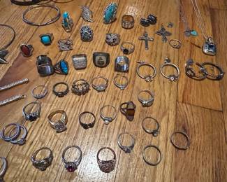 Lots of amazing rings with turquoise and other stones!

