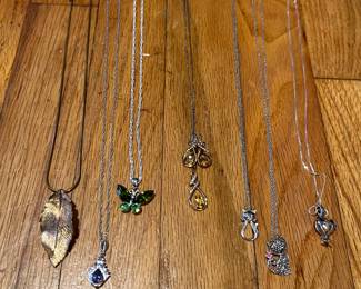 Awesome collection of sterling silver necklaces.