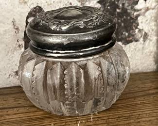 Small Glass balm jar with sterling silver lid