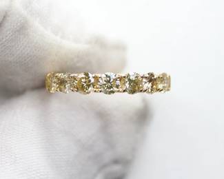 18K SOLID YELLOW GOLD DIAMOND RING 1.15CTW, 1.44 GRAMS, SIZE 6 NATURAL ETERNITY BAND GEMSTONE JEWELRY
