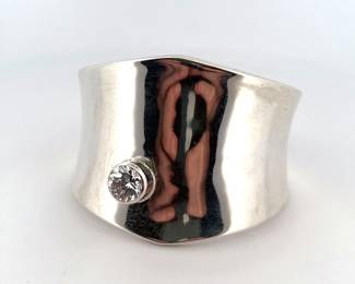 TAXCO MEXICO STERLING SILVER 925 CZ CUFF BRACELET
