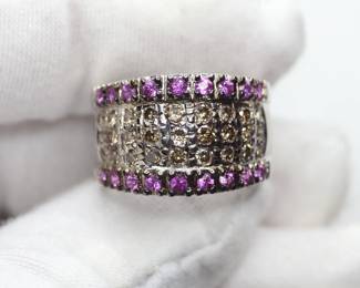 RUBY AND DIAMOND 14K SOLID WHITE GOLD RING NATURAL 1.62CTW 11.32 GRAMS, SIZE 8 GEMSTONE FINE JEWELRY
