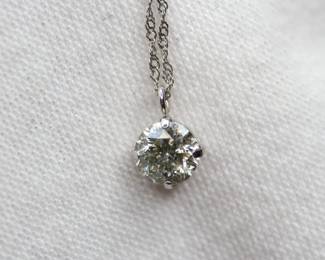 .50CT DIAMOND SOLITAIRE PENDANT SET IN PT900 SOLID PLATINUM WITH A ROPE CHAIN NECKLACE 1 GRAM

