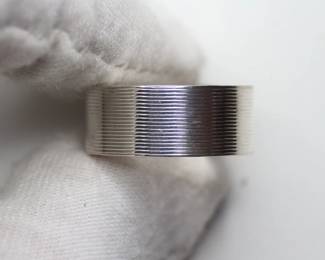 GUCCI UNISEX RING 925 STERLING SILVER MADE IN ITALY SIGNATURE RIBBED AUTHENTIC DESIGNER

