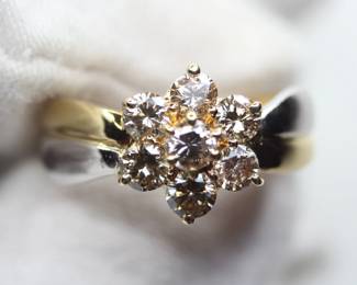 DIAMOND PLATINUM AND 18K YELLOW GOLD RING 1.00CTW 4.25 GRAMS NATURAL GEMSTONE JEWELRY

