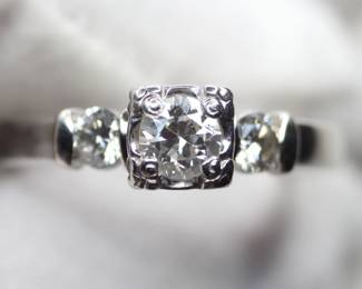 DIAMOND ENGAGEMENT RING 14K WHITE GOLD OLD EURO CUT 1.00CTW SIZE 9.25, 4.7 GRAMS FINE JEWELRY
