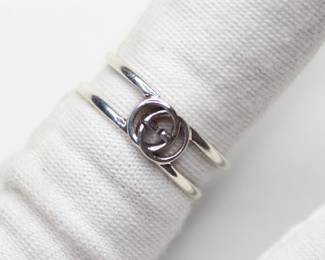 GUCCI UNISEX RING 925 STERLING SILVER INTERLOCKING G LOGO MADE IN ITALY SIGNATURE RIBBED

