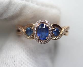 LEVIAN NATURAL SAPPHIRE DIAMOND RING 14K SOLID ROSE GOLD 1.25CTW, 3.2 GRAMS, SIZE 4.5 FINE GEMSTONE JEWELRY