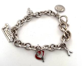 STERLING SILVER PHILLIES BASEBALL CHARM BRACELET
