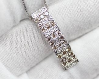 DIAMOND PENDANT 18K SOLID WHITE GOLD 1.00CTW NECKLACE BOX CHAIN 5 GRAMS GEMSTONE JEWELRY
