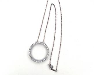 STERLING SILVER TIFFANY CO. CHAIN W/ CZ CIRCLE PENDANT
