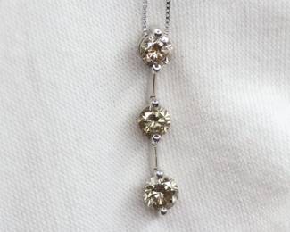 1.00CTW NATURAL DIAMOND PENDANT SET IN 18K SOLID WHITE GOLD WITH AN ADUSTABLE BOX CHAIN FINE JEWELRY GEMSTONE
