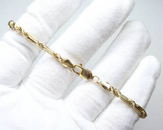 14K SOLID YELLOW GOLD ROPE CHAIN 4.5 GRAMS, SIZE 8.5 GEMSTONE FINE JEWELRY

