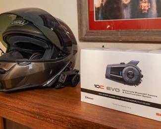 Shoei motorcycle helmet with Evo camera and brake light