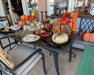 patio table w/6 chairs, kept in arkansas room, glass top