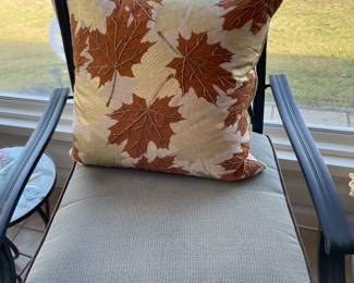 closeup of chair from patio set