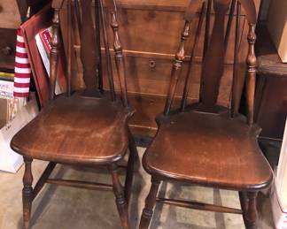 2 from set of 4 vintage wood chairs