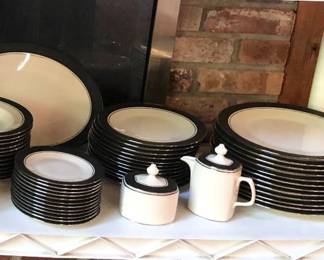Franciscan Masterpiece China “Midnight Mist” - service for 12 + extras = 83 pieces total. Looks like it was never used!