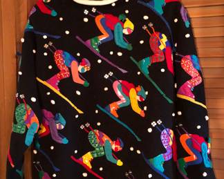 Michael Simon appliquéd skier sweater - size med.