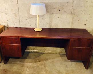 6 ft. long rosewood desk with drawers for files (72”L, 19”D, 29”H)  Lamp is SOLD