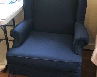 Blue wingback chair