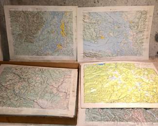 Vintage 3-D plastic topographical maps of Washington (Seattle, Olympic Mountains, Yakima, Wenatchee, Ritzville, etc.) Each approx. 21” x 28”