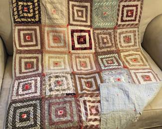 Old log cabin quilt (36” x 60”)
