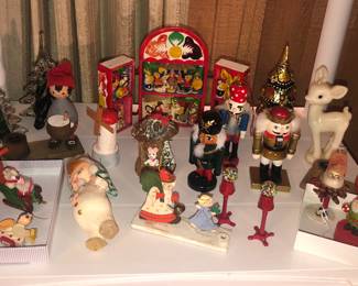 Xmas decorations - some vintage, some Scandinavian, glass Xmas trees 