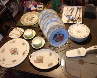 Lenox Boehm bird plate, Haviland Limoges plates, cups & saucers, cake plates 