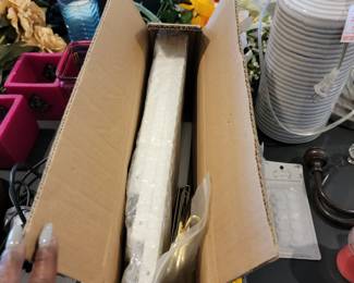 White and gold shelving