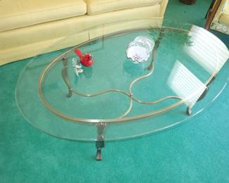 GLASS & BRASS COFFEE TABLE