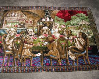 Dogs playing cards wall hanging.