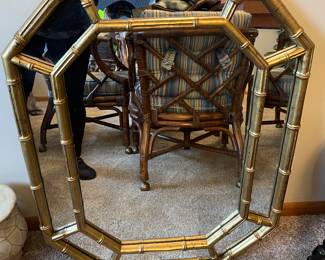 VINTAGE GOLD BAMBOO MIRROR 