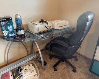STAND UP DESK, LAZYBOY DESK CHAIR AND HP PRINTERS