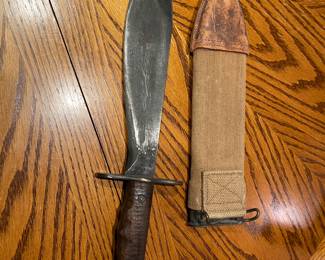 WWI BOLO KNIFE WITH CANVAS SCABBARD