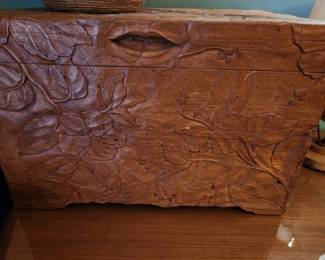 Large carved wood box.