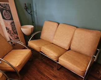 Art Deco, modern tubular, Chrome sofa.