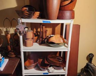 Carved wood bowls and accessories