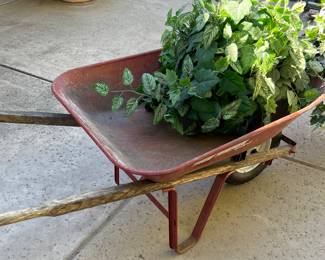 Wheel Barrel, Silk Plants