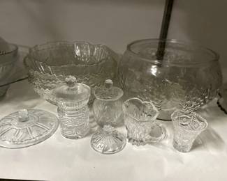 Punch bowl, serving pieces, bowls