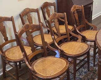 Sold as Set of 6 cane seat dining chairs