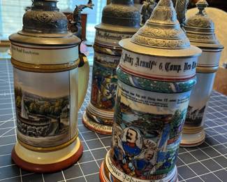Regimental lithopane beer steins. ca. 1890-1915
