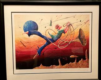 Marcus Glenn's "Floatin with the Mojo" Seriolithograph.  Nicely framed and in perfect condition.