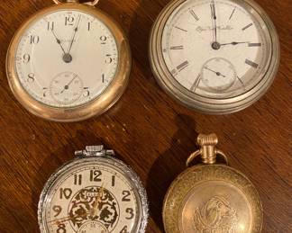 Pocket Watch Watches / Elgin / Waltham / Hunter’s Case w/ Carved Dog 
