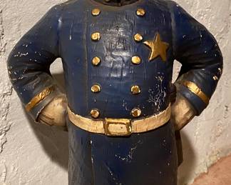 (Approximately 25” Tall) Antique Police Man Constable w/ Billy Club Paper Mache Keystone Cop Folk Art 