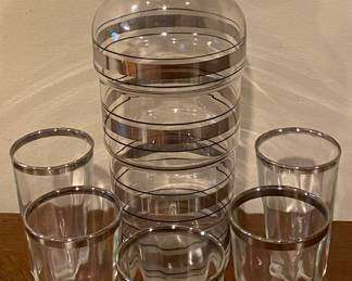 Vintage Philco Radio Bar Cocktail Shaker • Platinum Rimmed Bands 