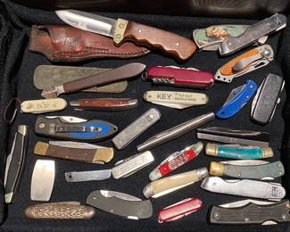 Collection of Pocket Knives • Rigid Knife & Sheath • Buck • Old Timer • Stanley • some w/ sheaths 