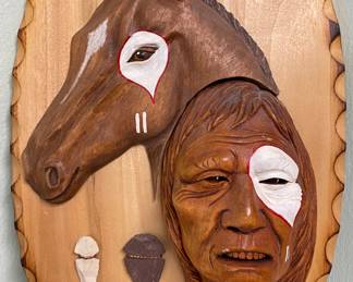 Custom Artist Signed Native American Arrowhead Horse Art Artwork 
