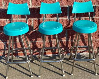 MCM Set of 3 Snyder Philadelphia Atomic Mid Century Modern Bar Stools MC VTG • Approximate Seat Height: 28” 